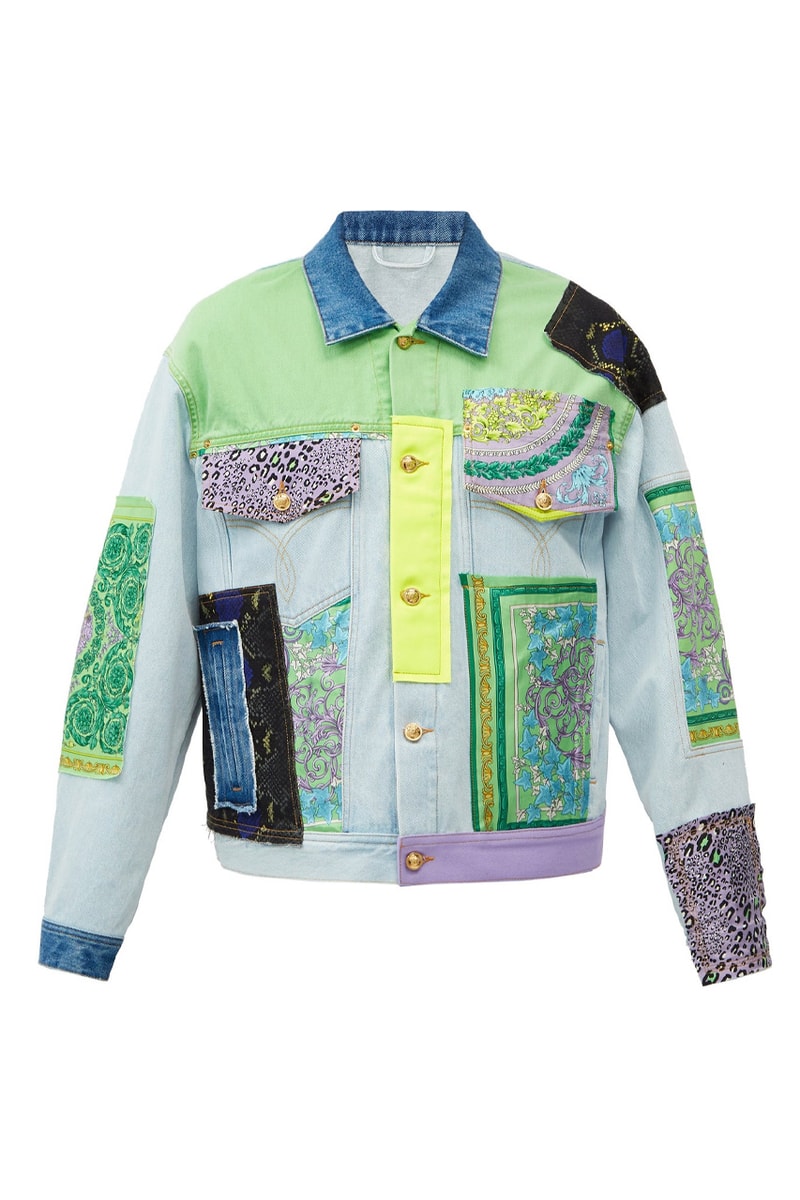 versace light blue denim jacket release information medusa matches fashion luxury