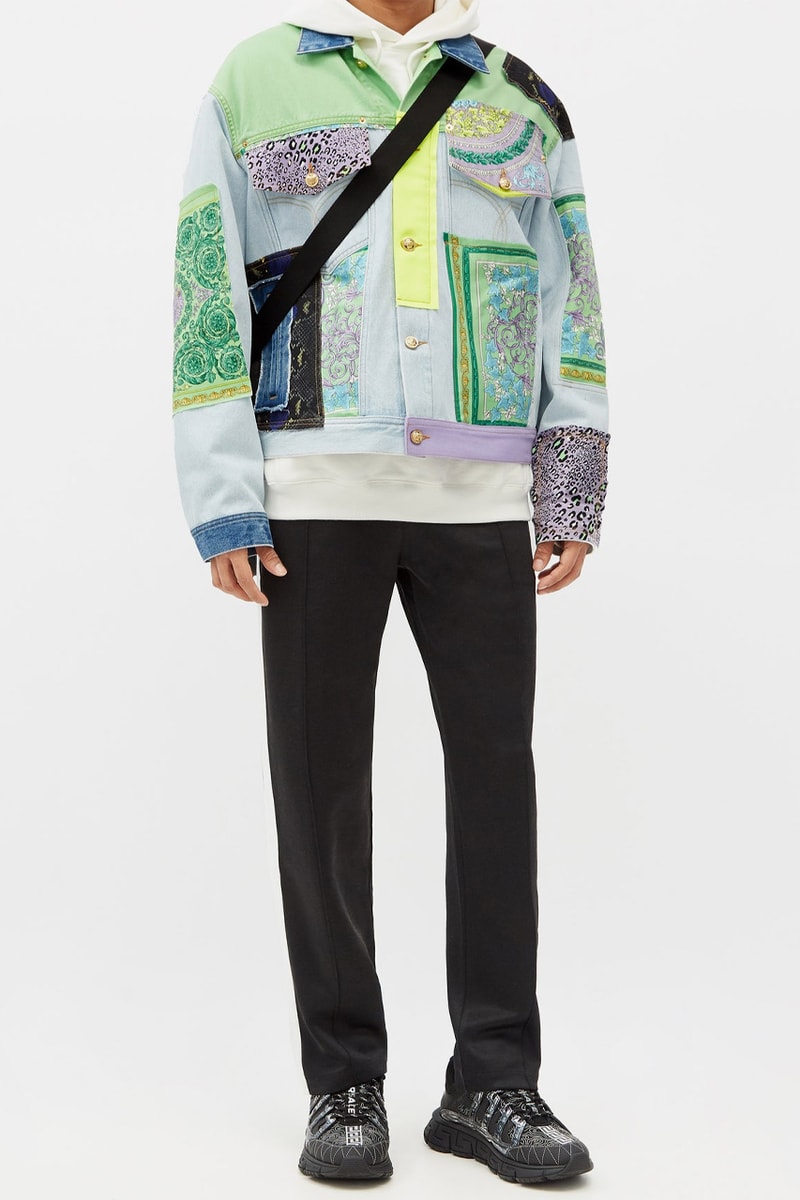 versace light blue denim jacket release information medusa matches fashion luxury