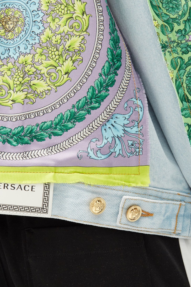 versace light blue denim jacket release information medusa matches fashion luxury