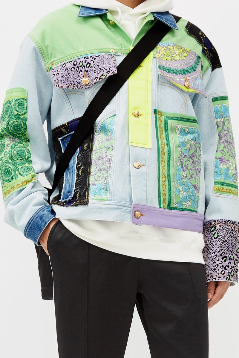 versace light blue denim jacket release information medusa matches fashion luxury