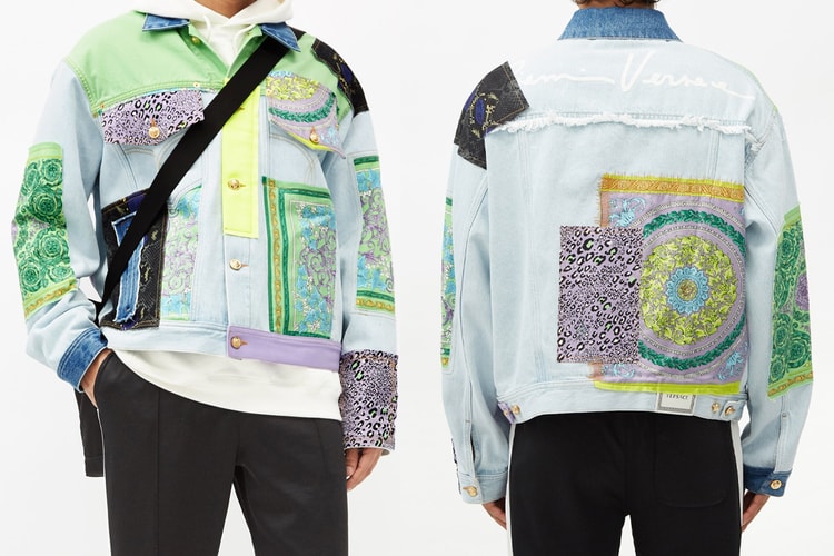 Versace Decorates the Classic Denim Jacket With Patchwork Prints and Medusa Head Buttons
