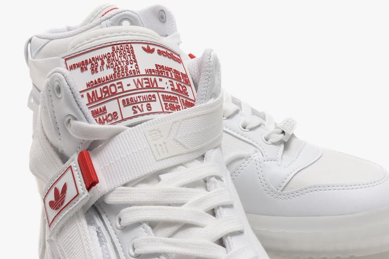 adidas Originals Forum Communicator Mid Sneaker Release Information Chinese New Year CNY China Footwear White Red Core Black atmos Tokyo Tags Straps Utilitarian Design Adi Three Stripes Trefoil OG Classic Basketball Sneaker Shoe Trainer Footwear