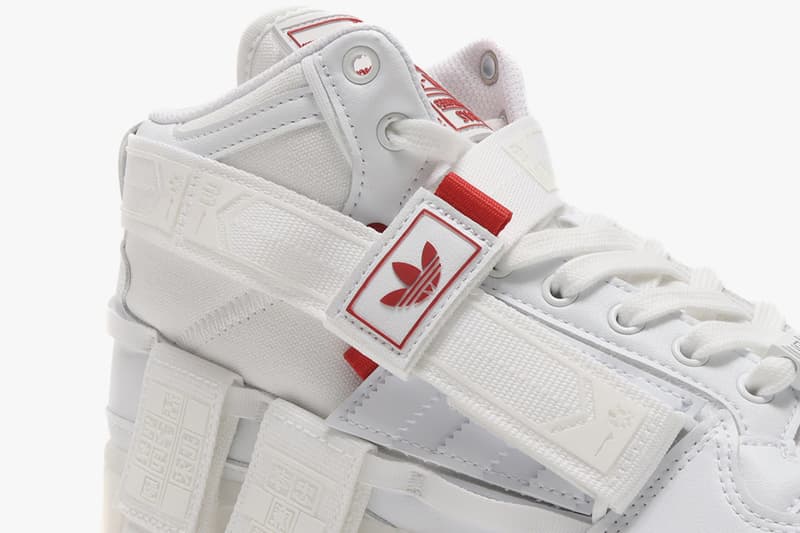 adidas Originals Forum Communicator Mid Sneaker Release Information Chinese New Year CNY China Footwear White Red Core Black atmos Tokyo Tags Straps Utilitarian Design Adi Three Stripes Trefoil OG Classic Basketball Sneaker Shoe Trainer Footwear