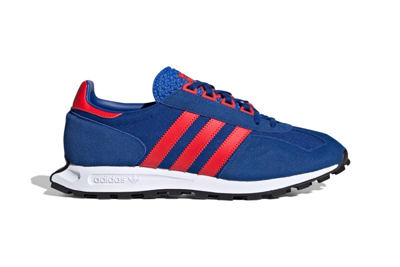 adidas originals, adidas, racing, running, footwear, sneakers, blue, red, black, white, leather, mesh, suede, classic, 1970, trefoil, three stripes, formula 1, tire, wheels, 