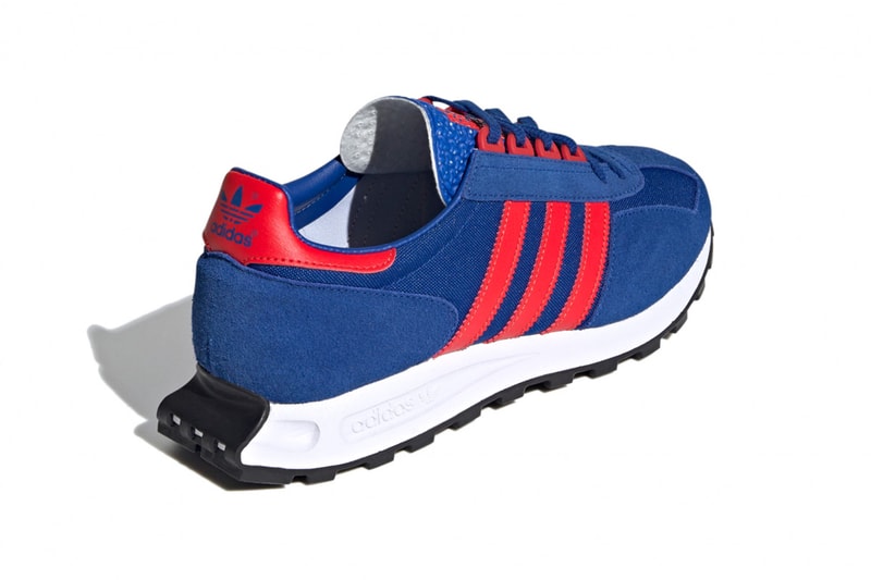 adidas originals, adidas, racing, running, footwear, sneakers, blue, red, black, white, leather, mesh, suede, classic, 1970, trefoil, three stripes, formula 1, tire, wheels, 