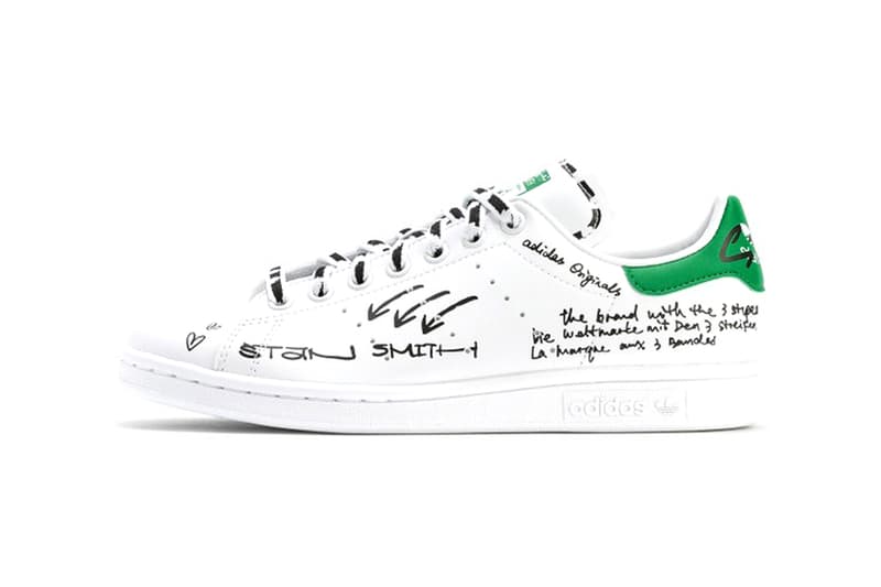 adidas Originals Stan Smith Vegan Leather "Footwear White/Green" Tennis Sneaker Shoe Trainer Doodle Scribble Sharpie Graffiti Custom Release Information Drop Date HBX