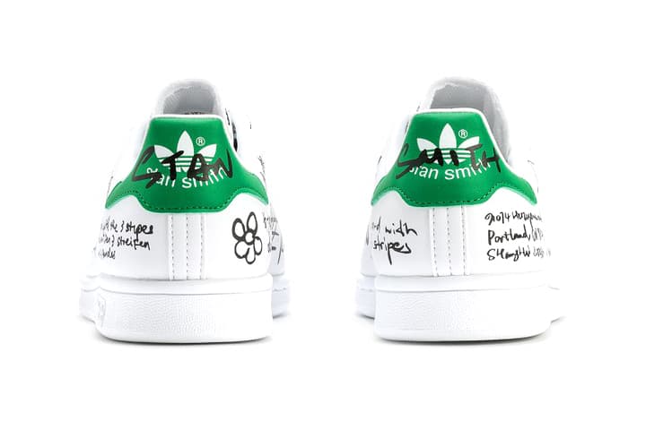 adidas Originals Stan Smith Vegan Leather "Footwear White/Green" Tennis Sneaker Shoe Trainer Doodle Scribble Sharpie Graffiti Custom Release Information Drop Date HBX