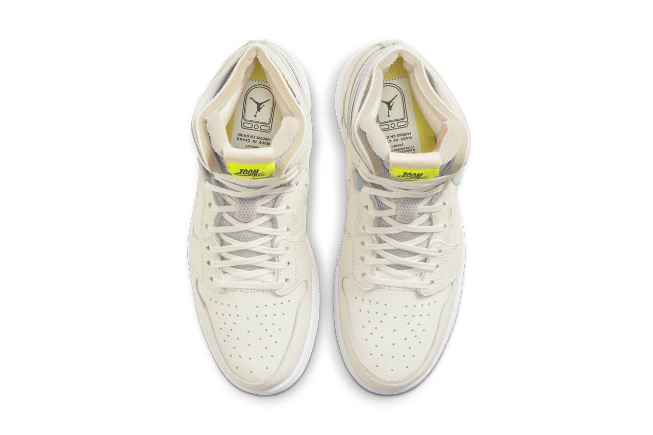 air michael jordan brand 1 high zoom cmft sail pearl white light voltage yellow womens ct0979 107 official release date info photos price store list buying guide