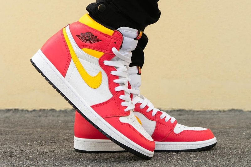 air michael jordan brand 1 light fusion red white laser orange black 555088 603 official release date info photos price store list buying guide