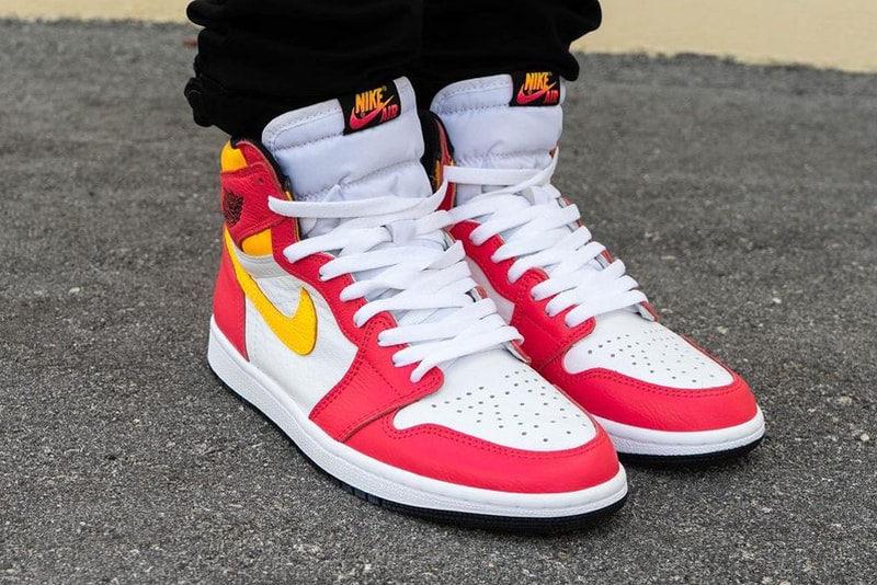 air michael jordan brand 1 light fusion red white laser orange black 555088 603 official release date info photos price store list buying guide