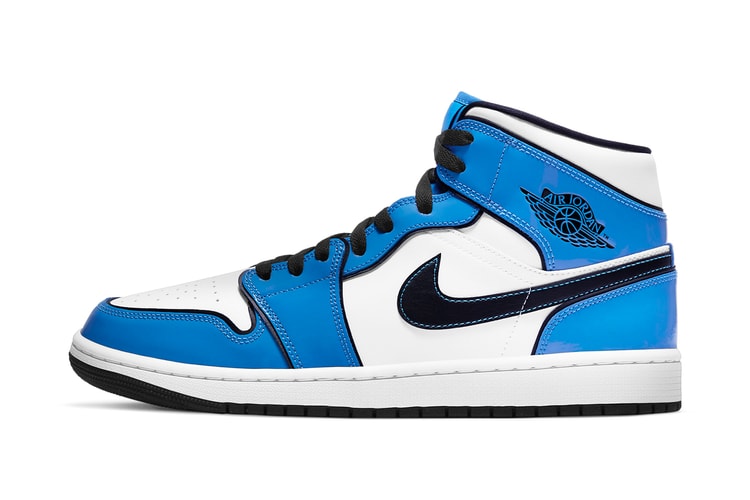 Air Jordan 1 Mid "Signal Blue" Features Patent Leather Overlays