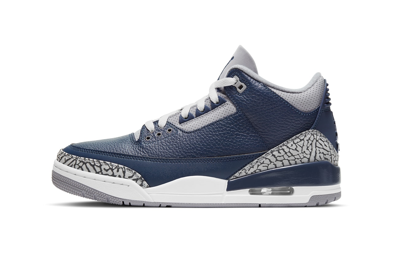 air michael jordan brand 3 midnight navy cement grey white georgetown hoyas ct8532 401 official release date info photos price store list buying guide