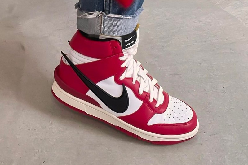 ambush nike dunk high chicago yoon ahn photos info white red black