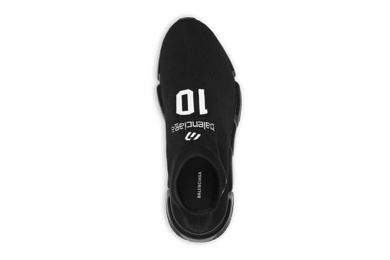 balenciaga speed trainer sneaker black white graphic release info date photos store list buying guide
