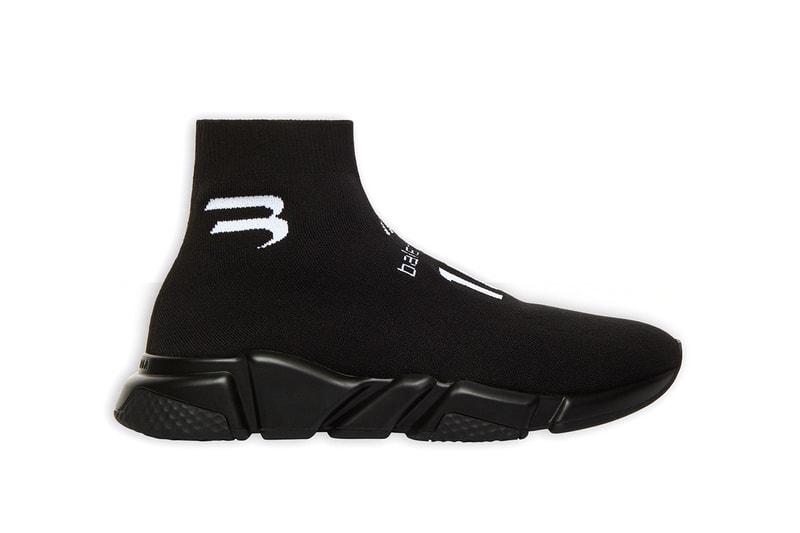 balenciaga speed trainer sneaker black white graphic release info date photos store list buying guide 