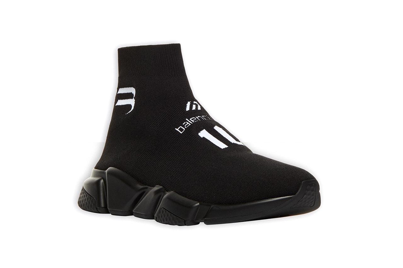 balenciaga speed trainer sneaker black white graphic release info date photos store list buying guide 