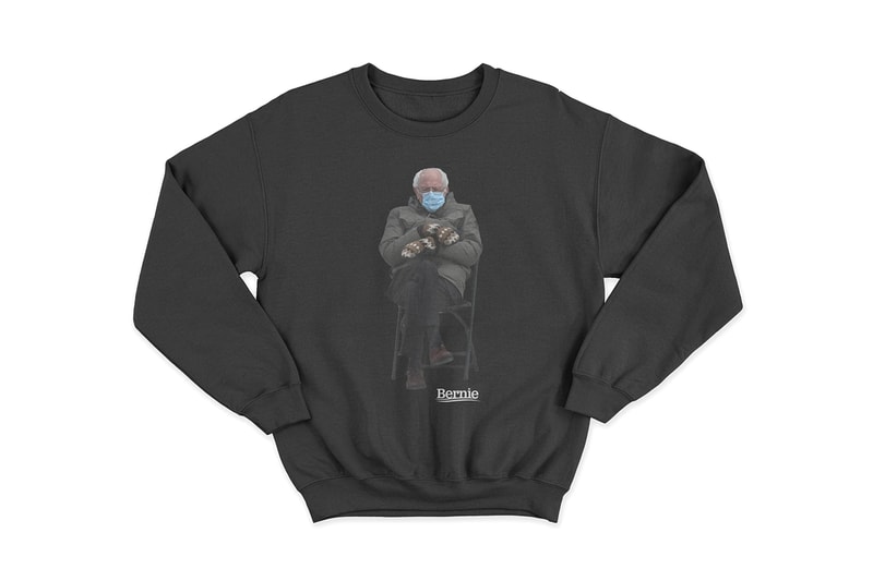 bernie sanders inauguration meme crewneck sweatshirt chairman sanders release info store list buying guide 