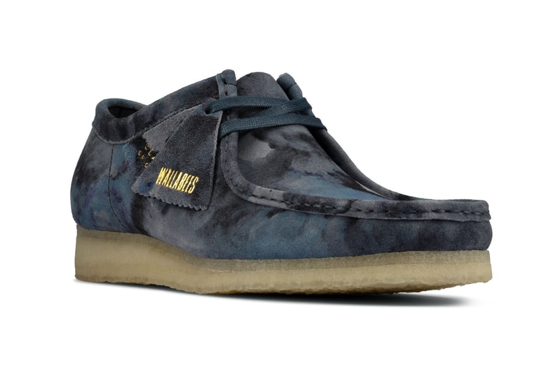 Clarks Originals Wallabee blue Camo release information blue black water color effect