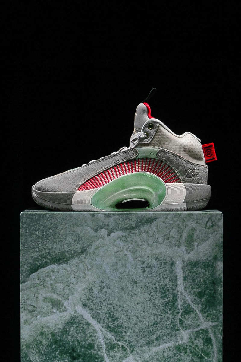 CLOT Air Jordan Retro 35 SP Warrior Jade Release Info DD9322-200 Date Buy Price Sepia Stone Metallic Gold Desert Sand Edison Chen Kevin Poon