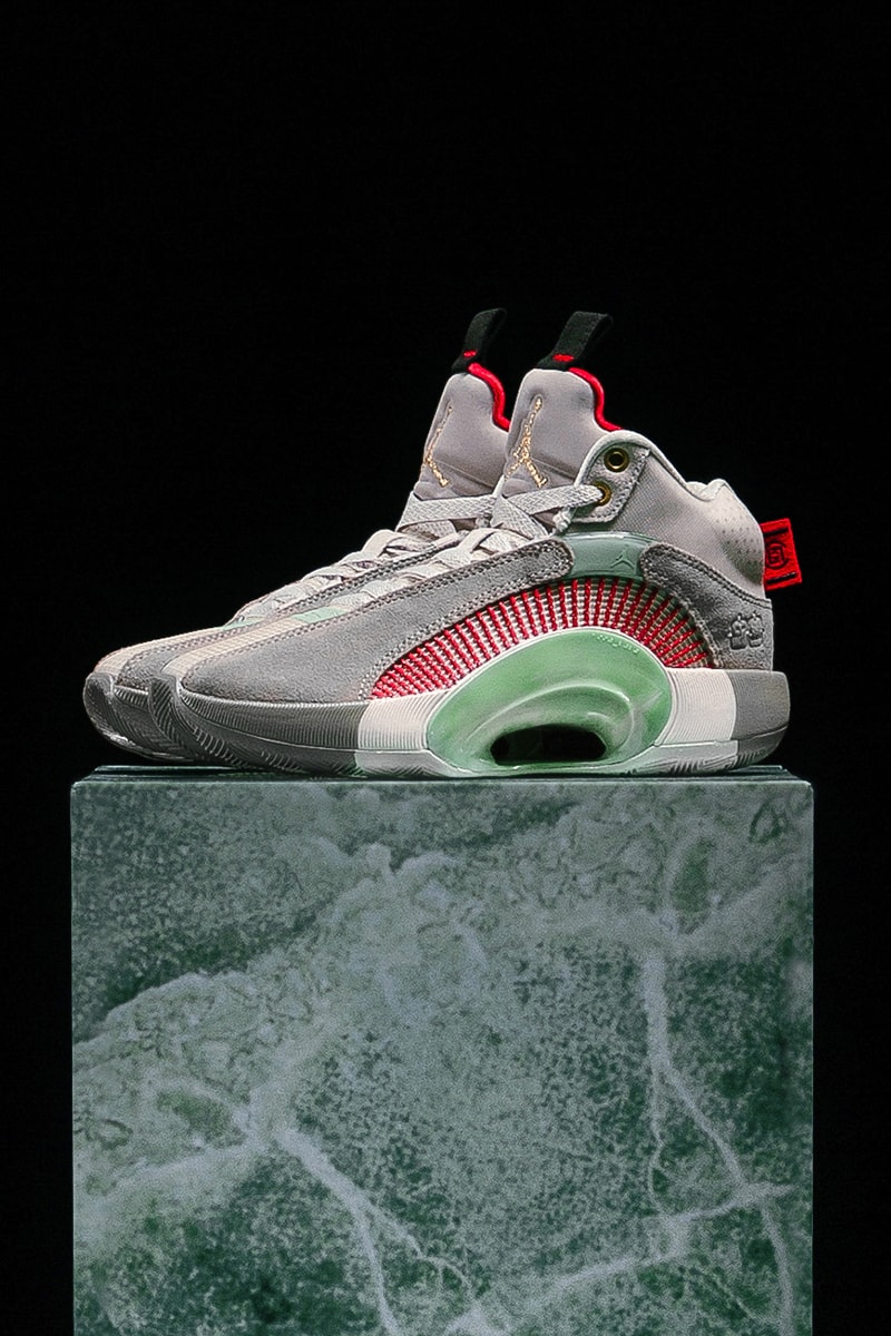 CLOT Air Jordan Retro 35 SP Warrior Jade Release Info DD9322-200 Date Buy Price Sepia Stone Metallic Gold Desert Sand Edison Chen Kevin Poon