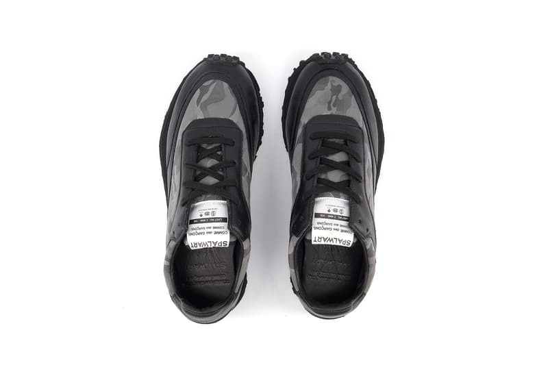 COMME des GARÇONS COMME des GARÇONS CDG x Spalwart Tempo Trainers Grey Camouflage Rei Kawakubo Sneaker Release Information Drop Date Closer First Look Black
