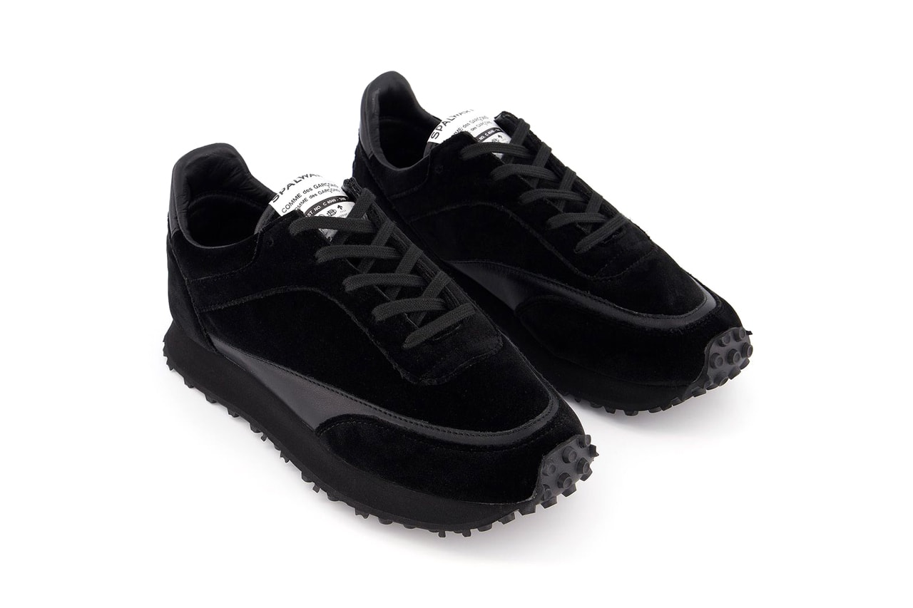 COMME des GARÇONS COMME des GARÇONS x Spalwart Velvet Tempo Trainers Release Sneaker Information Drop Date Closer First Look Black Minimal Rei Kawakubo 