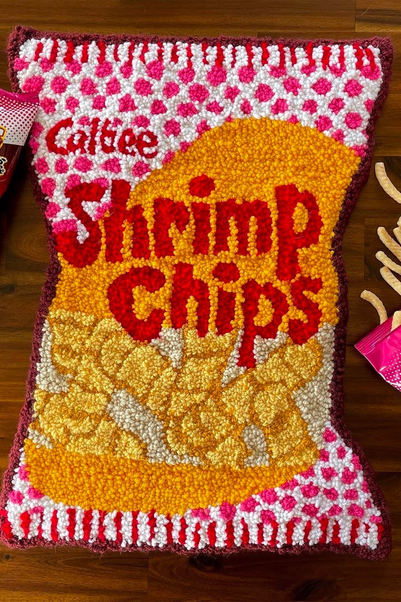 Cynthia Chen Iconic Asian Snack Rugs Designs Yakult Spam Pocari Sweat Calbee Shrimp Chips Food Beverage Asian American