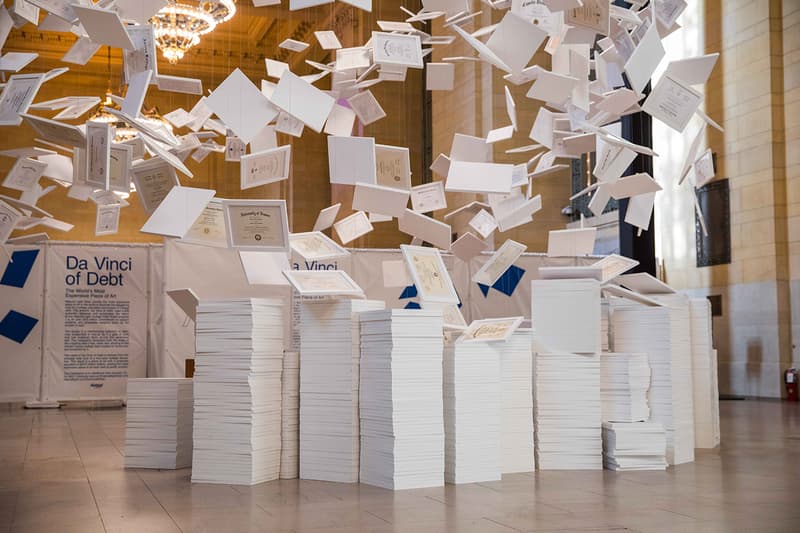 Da Vinci of Debt 470 Million USD Worlds Most Expensive Artwork installation new york city grand central terminal vanderbolt hall daniel blake info