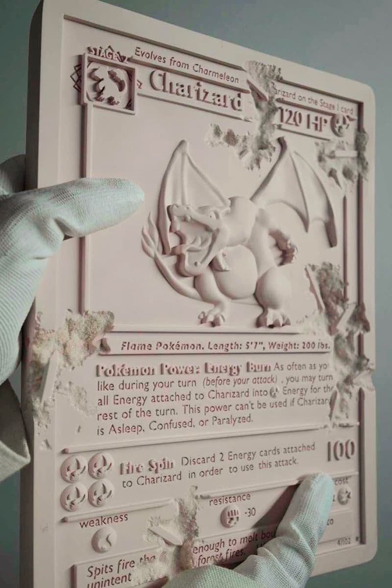 Daniel Arsham PINK CRYSTALIZED CHARIZARD CARD Release Pokemon Gamefreak Nintendo artwork resin Crystal Arsham Studios 1st edition