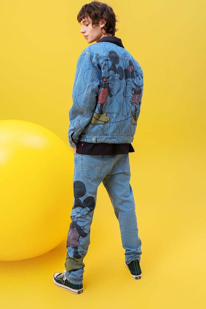 Disney x Levi's Capsule Collection Lookbook Mickey Mouse Minnie Mouse Goofy Characters Cartoons Denim 502 Jeans Sweaters Bomber Jacket Shirts Overshirts