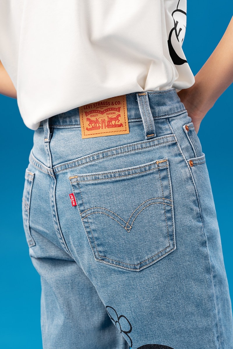 Disney x Levi's Capsule Collection Lookbook Mickey Mouse Minnie Mouse Goofy Characters Cartoons Denim 502 Jeans Sweaters Bomber Jacket Shirts Overshirts