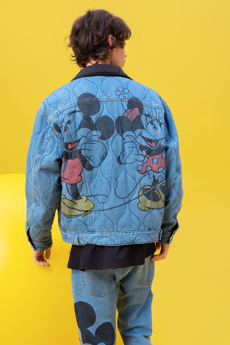 Disney x Levi's Capsule Collection Lookbook Mickey Mouse Minnie Mouse Goofy Characters Cartoons Denim 502 Jeans Sweaters Bomber Jacket Shirts Overshirts