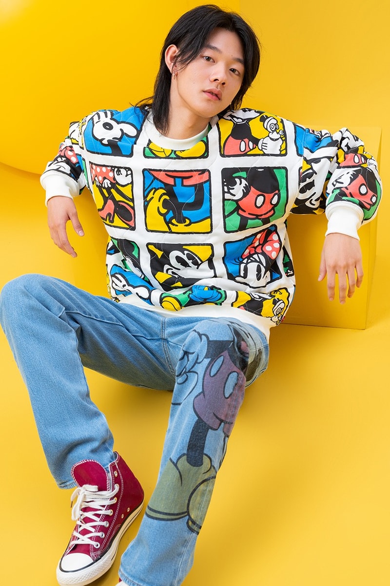 Disney x Levi's Capsule Collection Lookbook Mickey Mouse Minnie Mouse Goofy Characters Cartoons Denim 502 Jeans Sweaters Bomber Jacket Shirts Overshirts