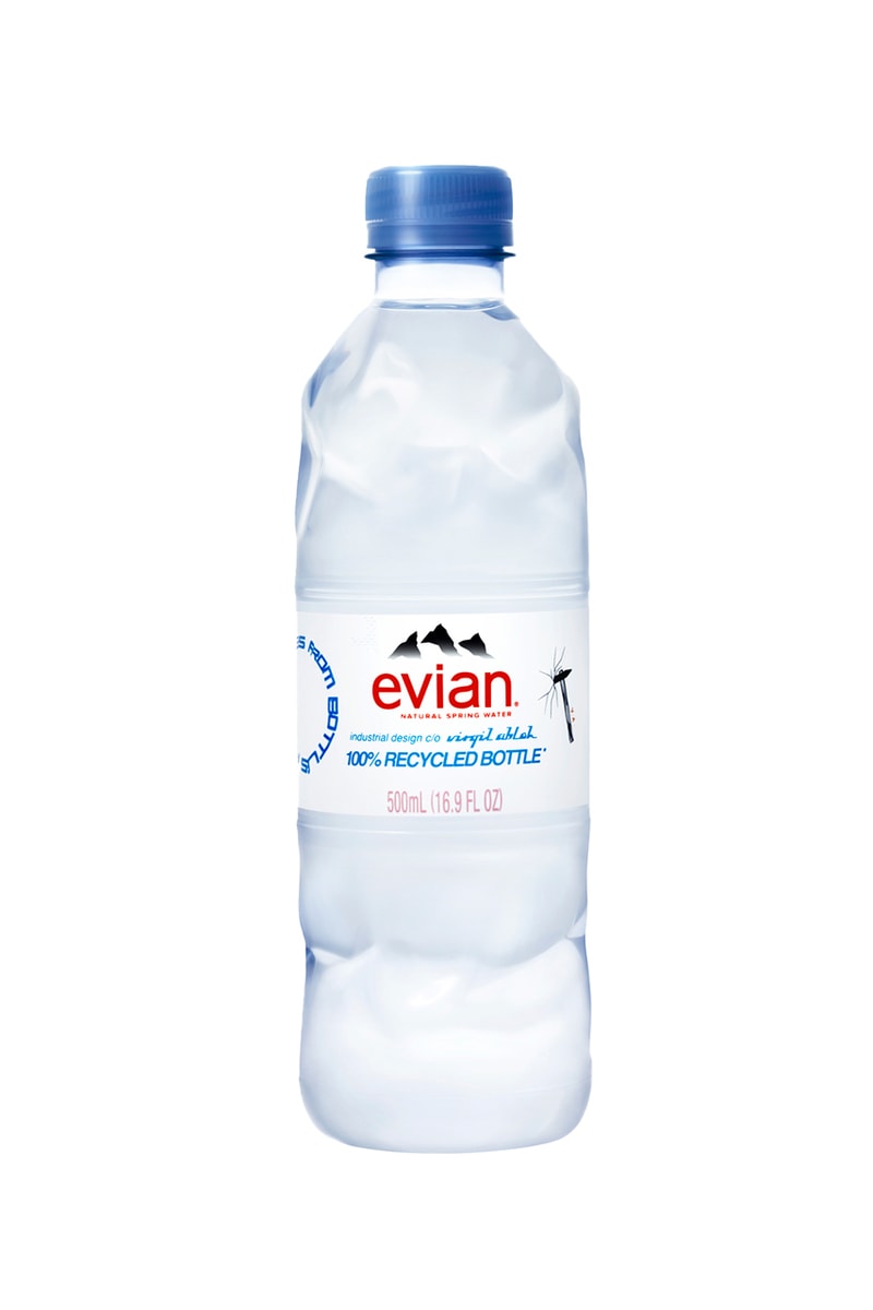 virgil abloh off white louis vuitton evian recycled plastic water bottle details release information first look