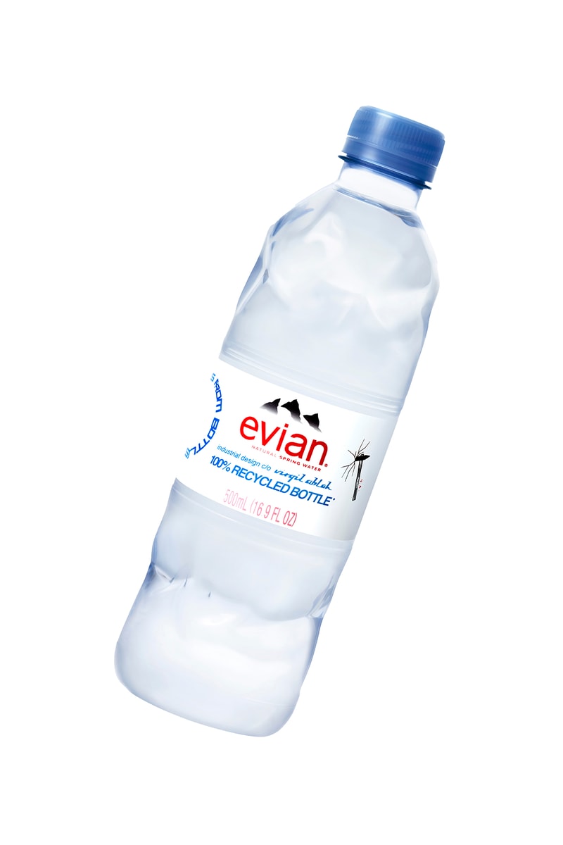 virgil abloh off white louis vuitton evian recycled plastic water bottle details release information first look