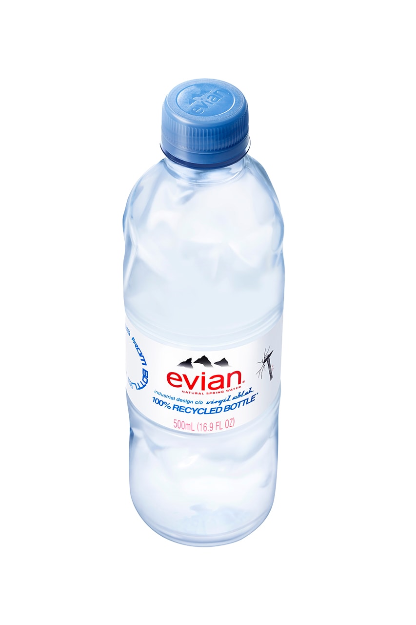virgil abloh off white louis vuitton evian recycled plastic water bottle details release information first look