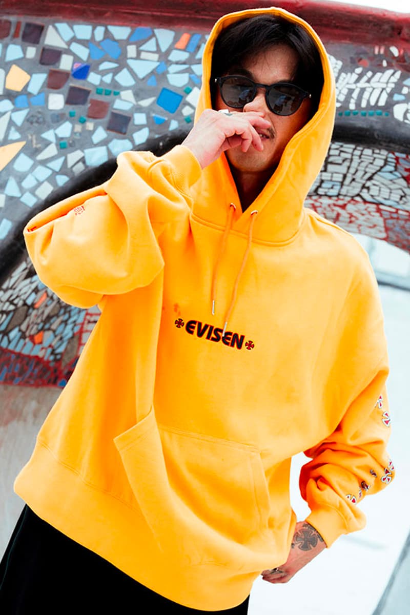 Evisen Skateboards Independent Trucks 2021 Collaboration menswear streetwear sweaters hoodies t shirts tees anorak pants trousers collab lookbooks