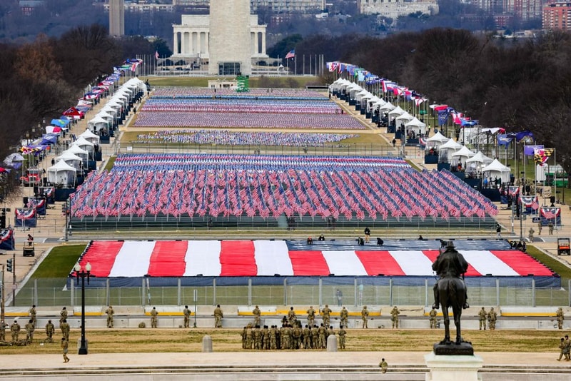 field of flags installation united states presidential inauguration joe biden kamala harris