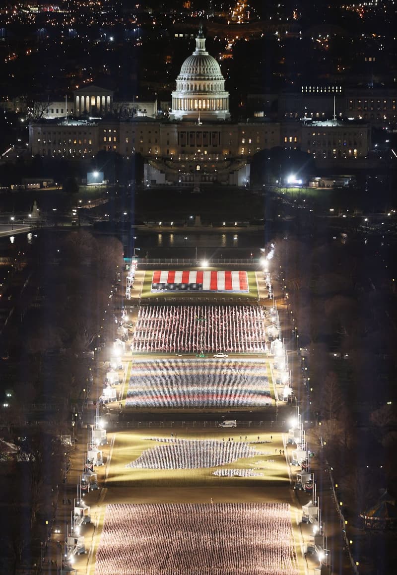 field of flags installation united states presidential inauguration joe biden kamala harris