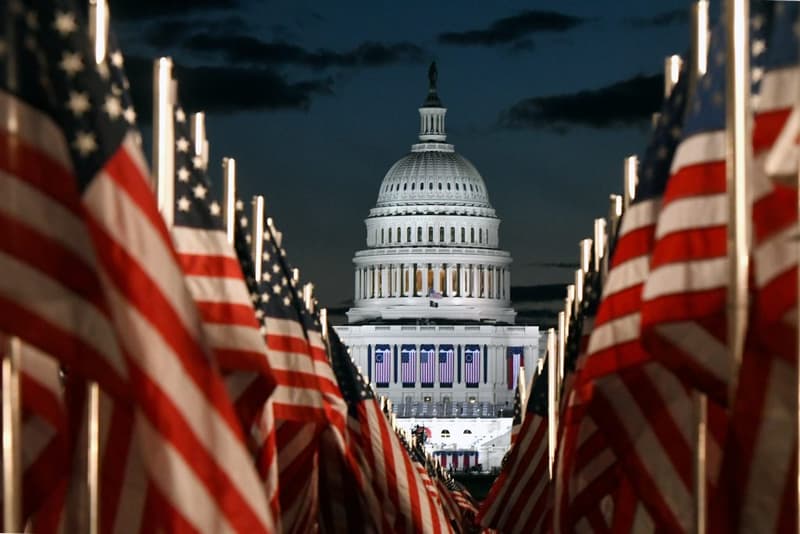 field of flags installation united states presidential inauguration joe biden kamala harris