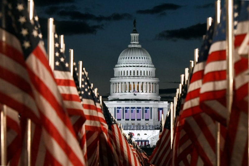field of flags installation united states presidential inauguration joe biden kamala harris