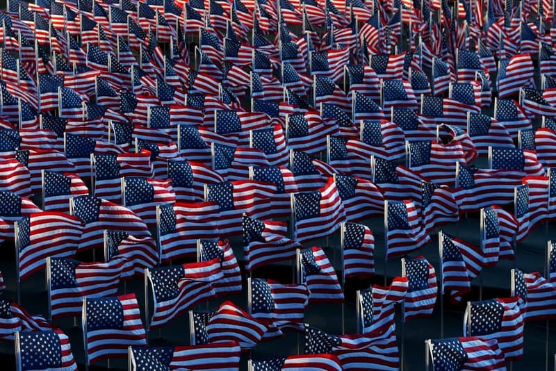 field of flags installation united states presidential inauguration joe biden kamala harris