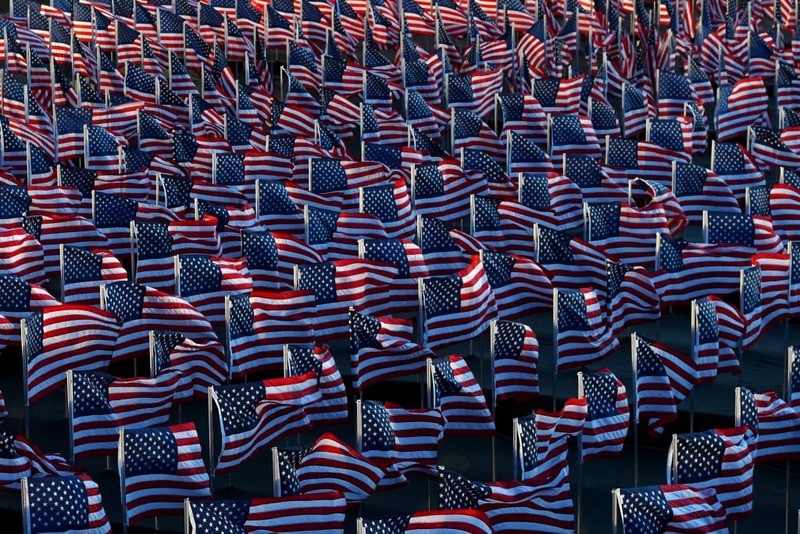 field of flags installation united states presidential inauguration joe biden kamala harris