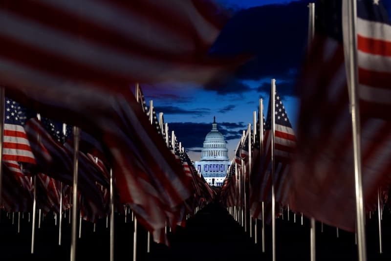 field of flags installation united states presidential inauguration joe biden kamala harris