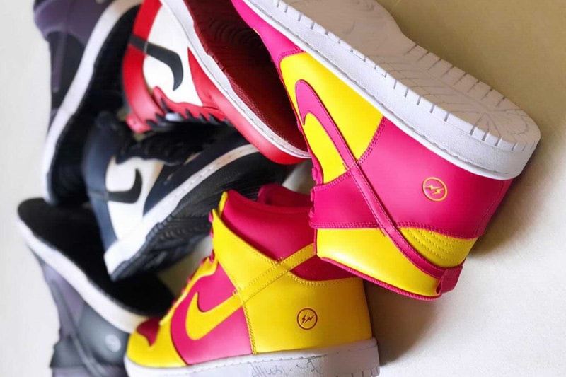 Hiroshi Fujiwara fragment design Nike Dunk High City Pack Re-Release Teaser Info London New York Beijing wine black white midnight navy vivid pink tour yellow
