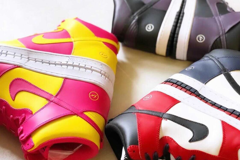 Hiroshi Fujiwara fragment design Nike Dunk High City Pack Re-Release Teaser Info London New York Beijing wine black white midnight navy vivid pink tour yellow