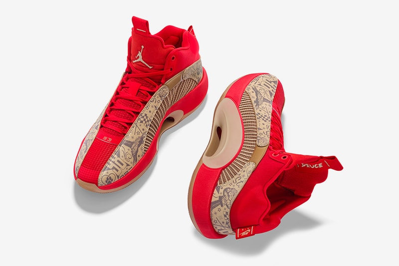 jayson tatum air jordan 35 tattoo pe photos red beige info jordan brand boston celtics