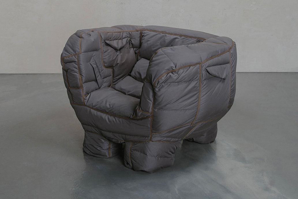 jin yeong yeon Padded chair recycled quilted goose down furniture design designer jacket artist seoul south korean shirter info