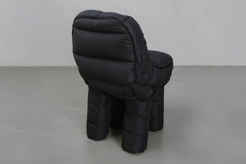 jin yeong yeon Padded chair recycled quilted goose down furniture design designer jacket artist seoul south korean shirter info