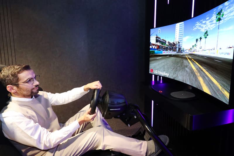 LG demonstrate Flexible OLED TV CES 2021 Consumer Electronics Show television display screen 48 inch gaming immersive technology